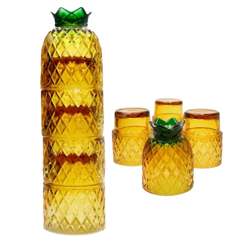 Gokotta Set of 4 Stackable Pineapple Glasses